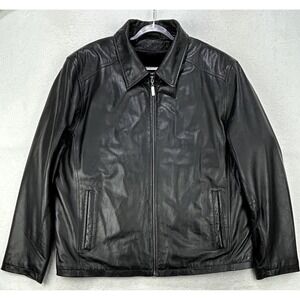 Robert Phillipe Jacket Coat Men XL  Black Lambskin Leather Zip Liner Pockets‎ A+